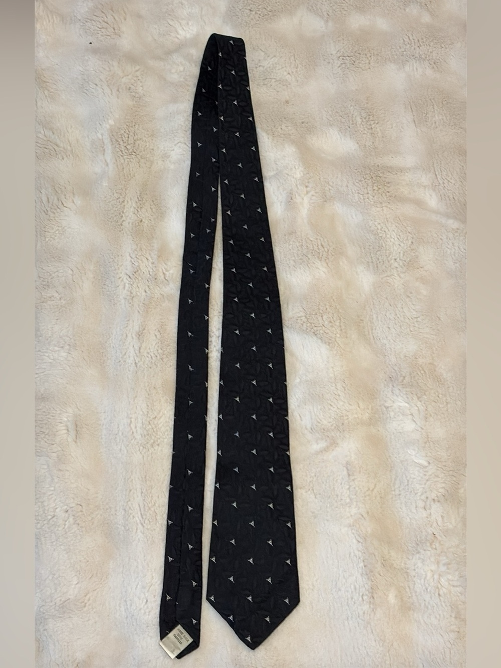 Gant Black Tie with Small Silver Triangle Motif